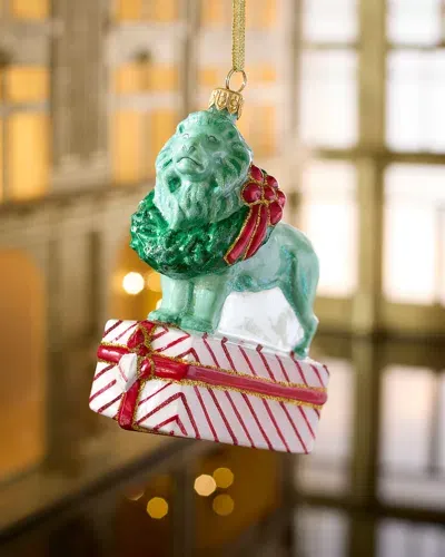 Joy To The World Collectibles Lion On Nm Present Christmas Ornament In Green