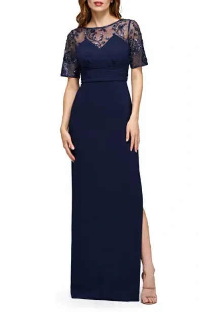 Js Collections Vanessa Embellished Column Gown In Blue