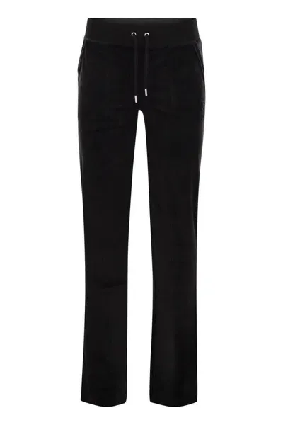 Juicy Couture Cotton Velvet Trousers In Black