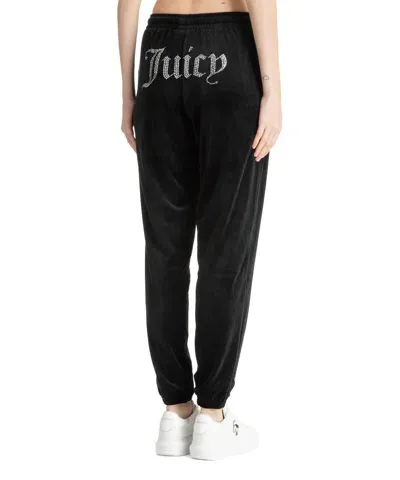 Juicy Couture Diamond Logo Velvet Pant In Black