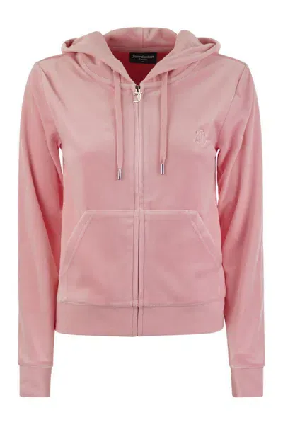 Juicy Couture Velvet Hoodie In Pink