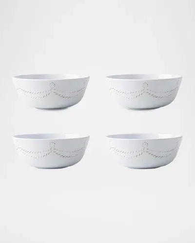 Juliska Berry & Thread Melamine Cereal/ice Cream Bowls, Set Of 4 In Whitewash