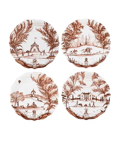 Juliska Country Estate Harvest Assorted Party Plates, Set Of 4 In Sepia