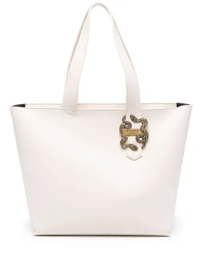 Just Cavalli Iconic-snake Tote Bag In Beige