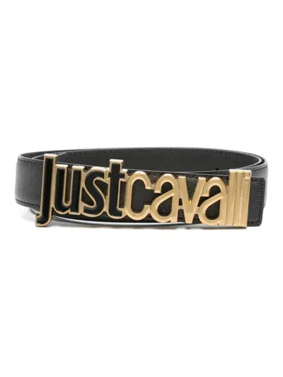 Just Cavalli Logo-buckle Leather Belt In Black