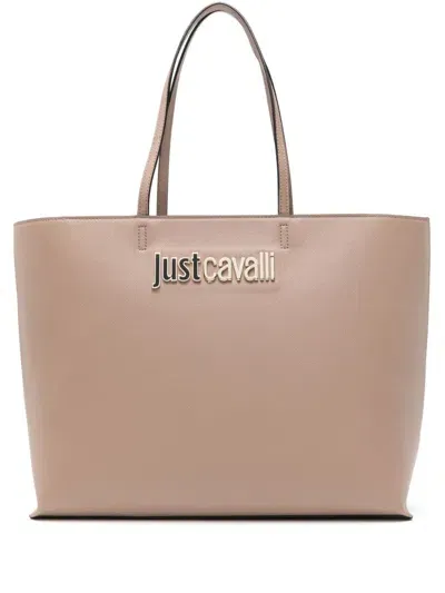 Just Cavalli Logo-lettering Tote Bag In Braun