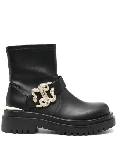 Just Cavalli Logo-plaque Ankle Boots In Black