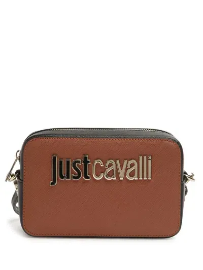 Just Cavalli Logo-plaque Cross Body Bag In Braun