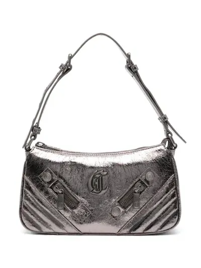 Just Cavalli Metallic-finish Shoulder Bag In Silver