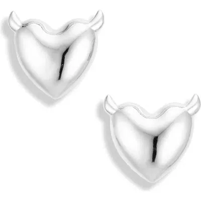 Justine Clenquet Devil Stud Earrings In Palladium