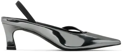 Justine Clenquet Gunmetal Sofia Slingback Heels In Gun Metal