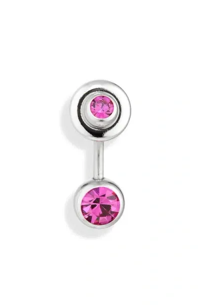 Justine Clenquet Mindy Crystal Embellished Single Post Back Earring In Fuchsia