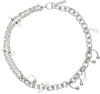 Justine Clenquet Silver Holly Pearl Necklace In Palladium