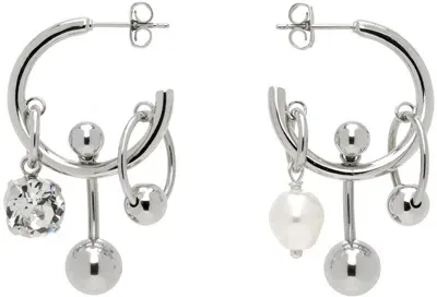 Justine Clenquet Ssense Exclusive Silver Andrew Crystal Earrings