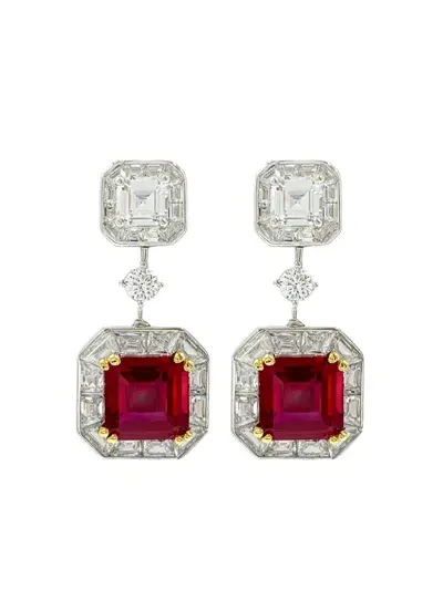 Juwelina Paris Carnival Ruby Drop Earrings In Red