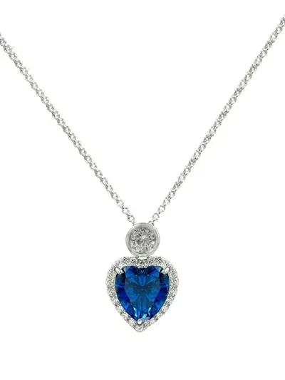 Juwelina Paris Sapphire Blue Ocean Heart Necklace In 蓝色