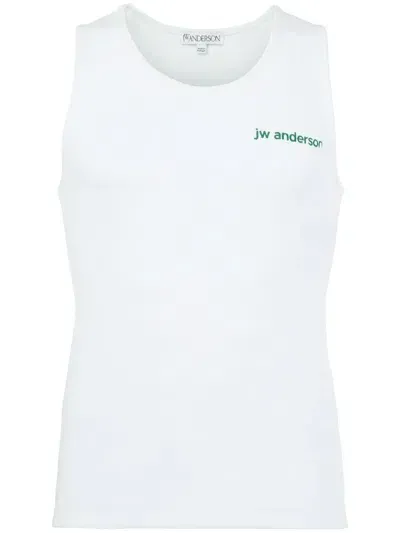 Jw Anderson Embroidered Jersey Tank Top In White