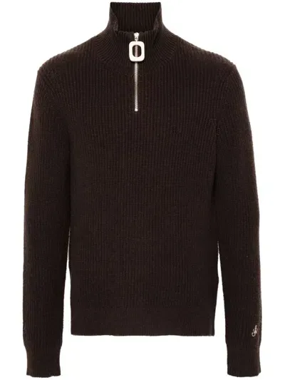 Jw Anderson Half-zip Sweater In Marrón