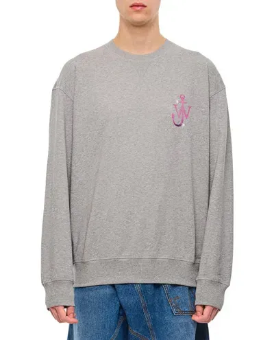 Jw Anderson Logo Print Cotton Sweatshirt In Grey