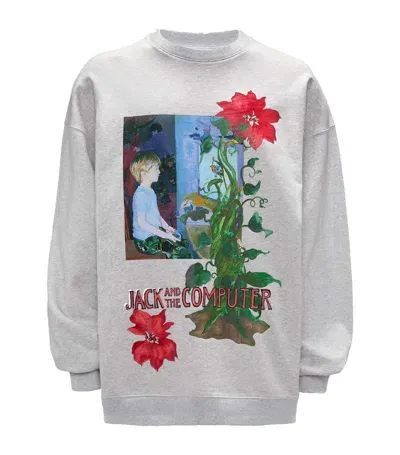 Jw Anderson Organic Cotton Printed Sweatshirt In Grey