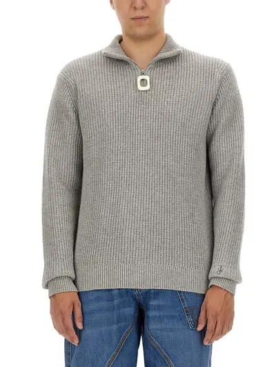 Jw Anderson Partial Zipper Sweater In Grey