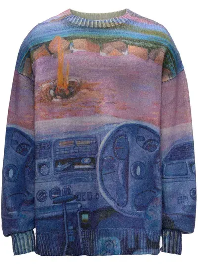 Jw Anderson Printed Sweater In Blau