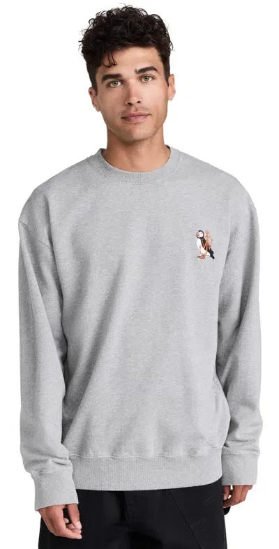 Jw Anderson Puffin Embroidery Sweatshirt Mid Grey Melange