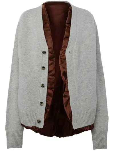 Jw Anderson Satin-lined Cardigan In Grey