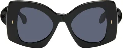 Jw Anderson Ssense Exclusive Black Twister Sunglasses In Gloss Black Acetate