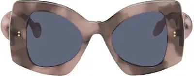 Jw Anderson Ssense Exclusive Pink Twister Sunglasses In Pink Tortoise Acetat