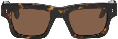 Jw Anderson Ssense Exclusive Tortoiseshell Rectangle Sunglasses In Havana Acetate