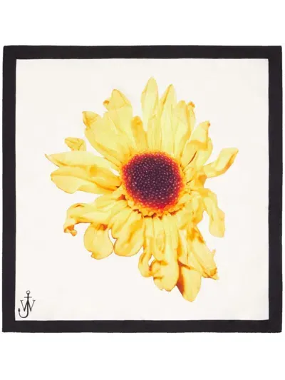 Jw Anderson Sunflower Scarf In White