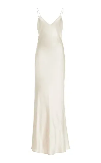 Kamperett Caroline Silk Slip Dress In Ivory