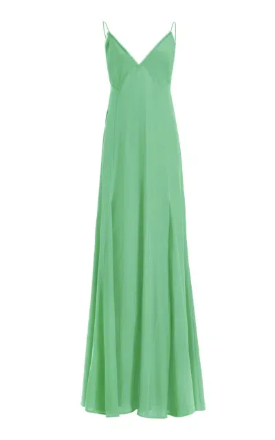 Kamperett Simone Silk Slip Dress In Green