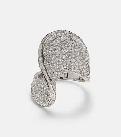 Kamyen 18kt White Gold Ring With Diamonds In Silver