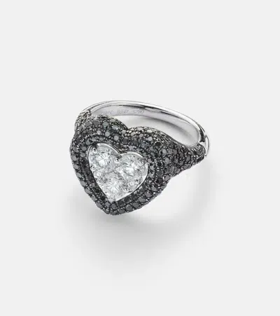 Kamyen Manaal 18kt White Gold Ring With Diamonds In Metallic