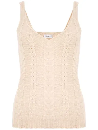 Kangra "knitted Wool Top In Beige