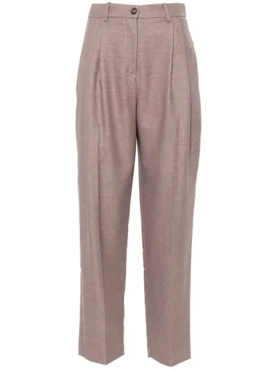 Kaos Pleated Tailored Trousers In Brown