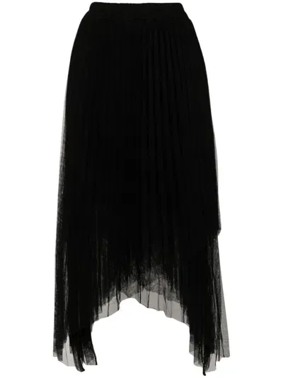 Kaos Plissé Midi Skirt In Black