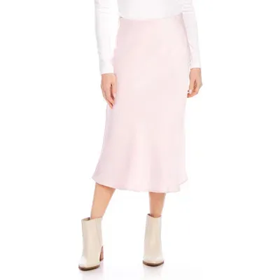 Karen Kane Bias Cut Satin Midi Skirt In Pink