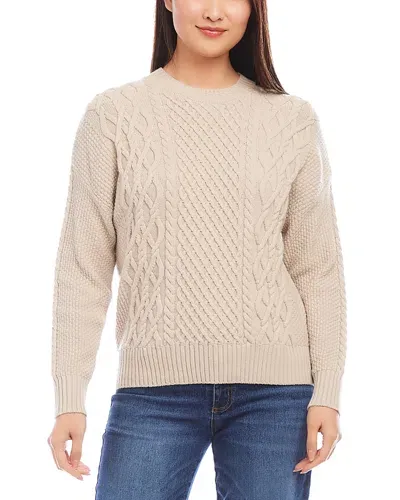 Karen Kane Cable Knit Sweater In Almond