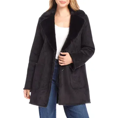 Karen Kane Faux Shearling Coat In Black