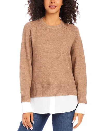 Karen Kane Layered Crewneck Sweater In Wheat