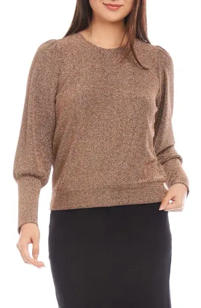 Karen Kane Metallic Knit Balloon Sleeve Top In Copper