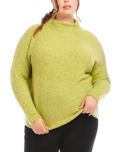 Karen Kane Plus Turtleneck Boucle Sweater In Moss