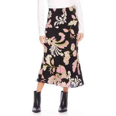 Karen Kane Print Bias Cut Midi Skirt In Floral