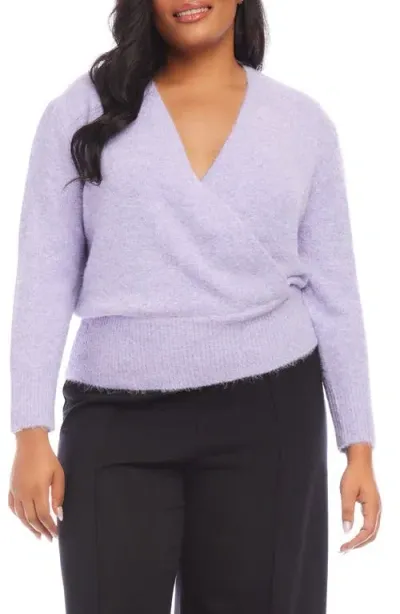 Karen Kane Surplice V-neck Sweater In Lavender