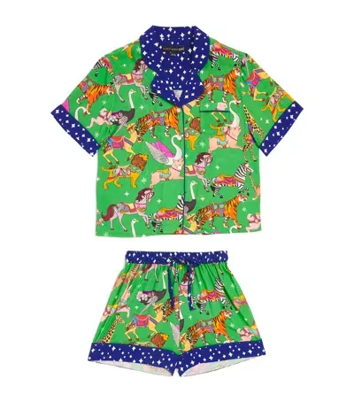 Karen Mabon Kids' Ecovero Carosel Pyjama Set In Green