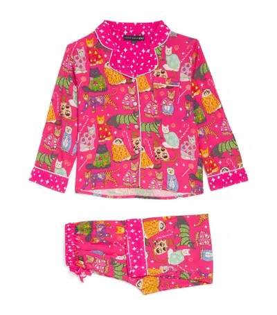 Karen Mabon Kids' Have Yourself A Meowy Little Christmas Pyjama Set In Pink