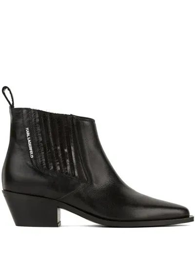 Karl Lagerfeld 50mm Kansas Ankle Boots In Black